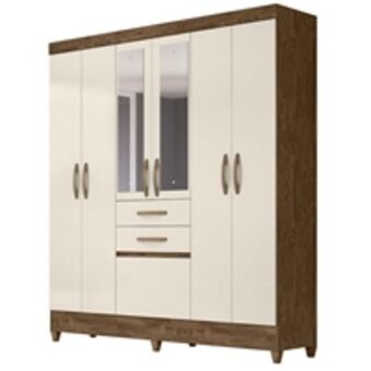 Benoit Guarda roupa / roupeiro moval new mafra 897391 7 portas 2 gavetas com espelho 204x177x47cm oferta