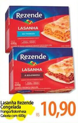 Atacadão Lasanha Rezende Congelada Frango/Bolonhesa Caixeta com 600g oferta