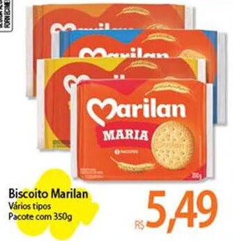Atacadão Biscoito Marilan Vários tipos Pacote com 350g oferta