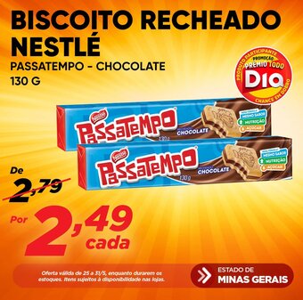 Dia BISCOITO RECHEADO NESTLÉ PASSATEMPO - CHOCOLATE 130 g oferta