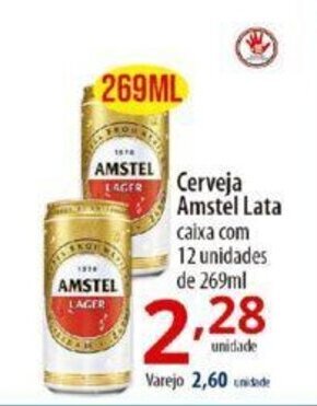 Cerveja Amstel Lata caixa com 12 unidades de 269ml