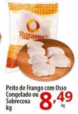 Akki Atacadista Peito de Frango com Osso Congelado ou Sobrecoxa kg oferta