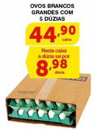 Roldão Ovos brancos grandes com 5 dúzias oferta
