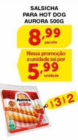 Roldão Salsicha para hot dog aurora 500g oferta