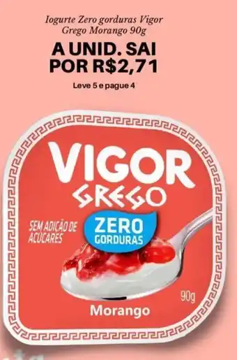 Iogurte Zero gorduras Vigor Grego Morango 90g