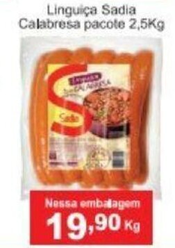 Calvo Atacadista Linguica Sadia Calabresa pacote 2.5kg oferta