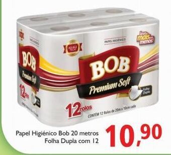 Papel higiênico bob 20m folha dupla com 12