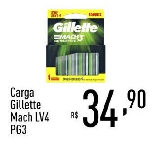 Supermercados Pague Menos Carga Gillette Mach LV4 PG3 oferta