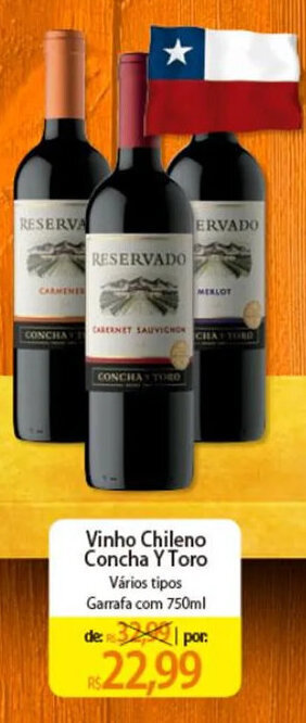 Atacadão Vinho Chileno Concha y Toro Vários tipos Garrafa com 750ml oferta