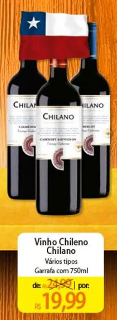 Atacadão Vinho Chileno Chilano Vários tipos Garrafa com 750ml oferta