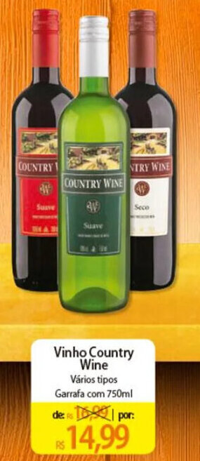 Atacadão Vinho Country Wine Vários tipos Garrafa com 750ml oferta