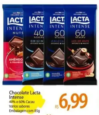 Atacadão Chocolate Lacta Intense 40% e 60% Cacau Vários sabores Embalagem com 85g oferta