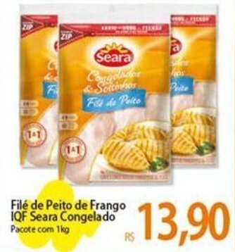 Atacadão Filé de Peito de Frango IQF Seara Congelado Pacote com 1kg oferta