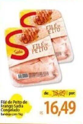 Atacadão Filé de Peito de Frango Sadia Congelado Bandeja com 1kg oferta