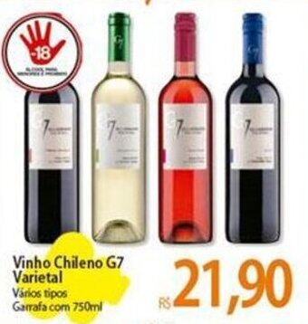 Atacadão Vinho Chileno G7 Varietal Vários tipos Garrafa com 750ml oferta