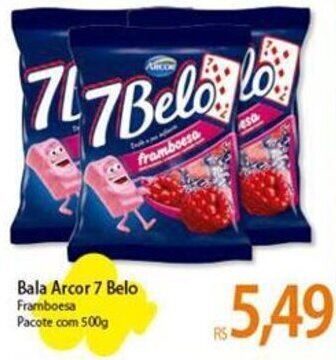 Atacadão Bala Arcor 7 Belo Framboesa Pacote com 500g oferta