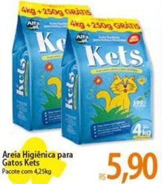 Atacadão Areia Higiênica para Gatos Kets Pacote com 4,25kg oferta