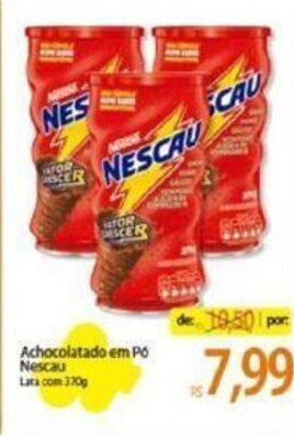Atacadão Achocolatado em Po Nescau Lata com 370g oferta