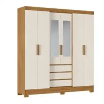 Benoit Guarda roupa / roupeiro moval turim 031032 com espelho 6 portas 3 gavetas 212x197x47cm oferta