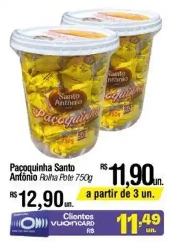 Fort Atacadista Paçoquinha Santo Antônio Rolha Pote 750g oferta