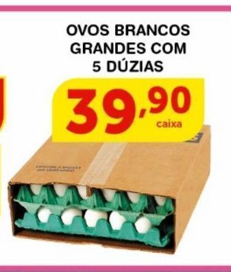 Roldão Ovos brancos grandes com 5 dúzias oferta