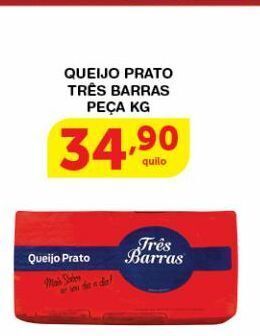 Roldão Queijo prato três barras peça kg oferta