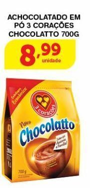 Roldão Achocolatado em pó 3 corações chocolatto 700g oferta