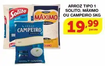 Roldão Arroz tipo 1 solito, campeiro ou máximo 5kg oferta