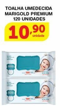 Roldão Toalha umedecida marigold premium 120 unidades oferta