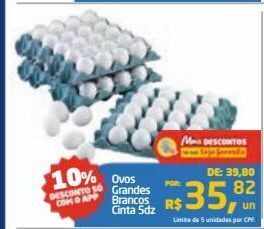 Tenda Atacado Ovos grandes brancos cinta 5dz oferta