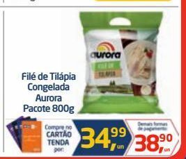 Tenda Atacado Filé de tilápia congelada aurora pacote 800g oferta