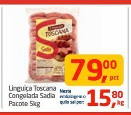Tenda Atacado Linguiça toscana congelada sadia pacote 5kg oferta