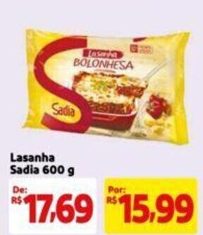 Extra Supermercado Lasanha Sadia 600 g oferta