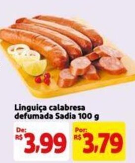 Extra Supermercado Linguiça calabresa defumada Sadia 100 g oferta