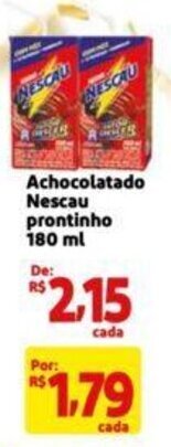 Extra Supermercado Achocolatado Nescau prontinho 180 ml oferta