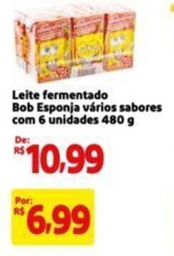 Extra Supermercado Leite fermentado Bob Esponja vários sabores com 6 unidades 480 g oferta