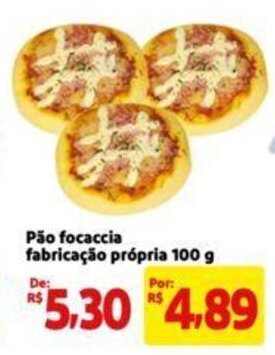 Extra Supermercado Pão focaccia fabricação própria 100 g oferta