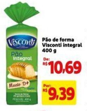 Extra Supermercado Pão de forma Visconti integral 400 g oferta