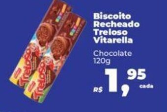 Biscoito Recheado Treloso Vitarella Chocolate 120g