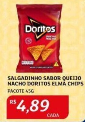 Assaí Atacadista SALGADINHO SABOR QUEIJO NACHO DORITOS ELMA CHIPS PACOTE 45G oferta