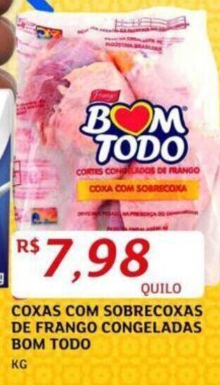 Assaí Atacadista Coxas com Sobrecoxas de frango congeladas Bom Todo kg oferta