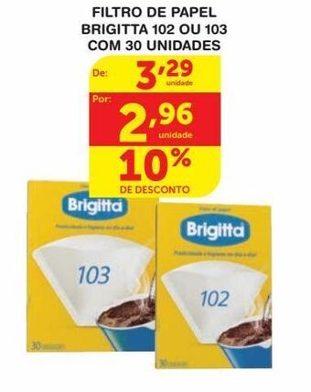 Roldão Filtro de papel brigitta 102 ou 103 com 30 unidades oferta