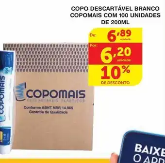 Roldão Copo descartável branco copomais com 100 unidades de 200ml oferta