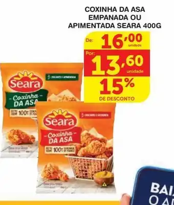 Roldão Coxinha da asa empanada ou apimentada seara 400g oferta