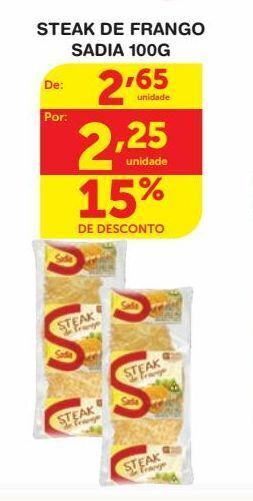Roldão Steak de frango sadia 100g oferta