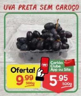 Supermercados Princesa Uva preta sem caroço 500g oferta