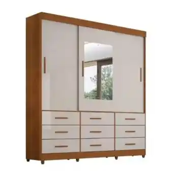 NovoLare Guarda roupas c/ 3 portas de correr + 09 gavetas star 1.80 salleto - cinamomo/of oferta
