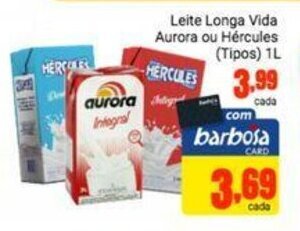 Barbosa Supermercados Leite Longa Vida Aurora ou Hercules 1L oferta