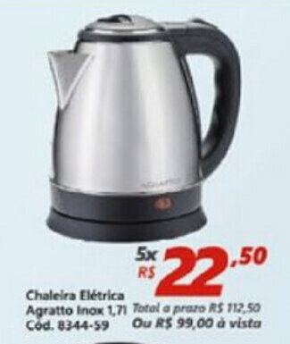Lojas Becker Chaleira Eletrica Agratto Inox 1.7L oferta