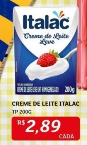 Assaí Atacadista CREME DE LEITE ITALAC TP 200G oferta